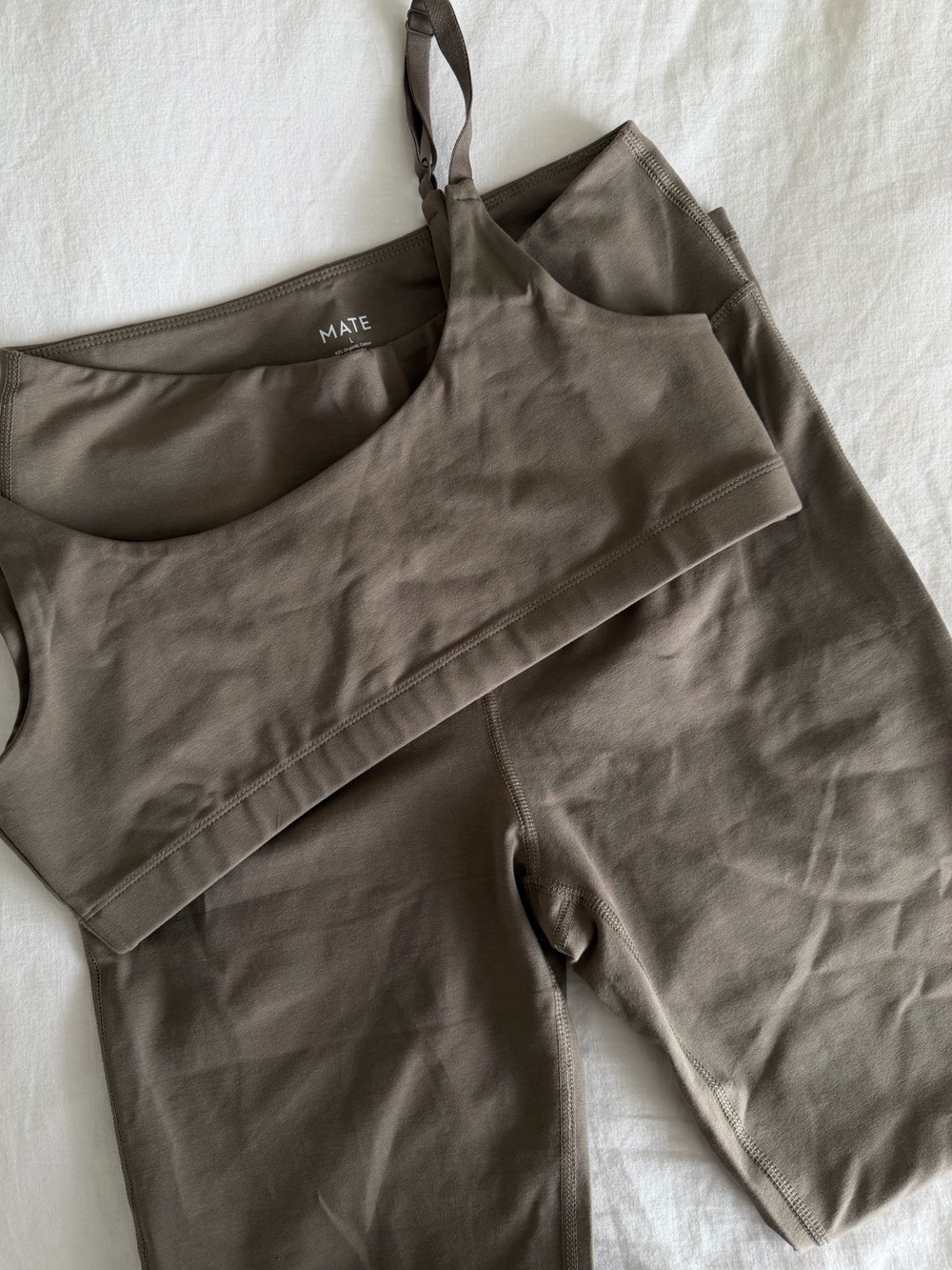MATE the Label Leggings + Bra Matching Set - Pebble - Size L